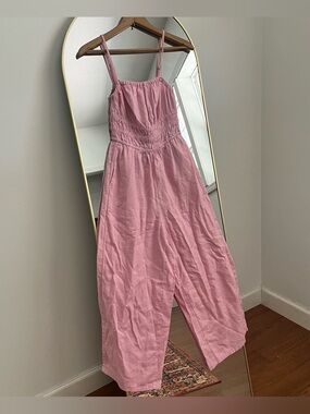 Old Navy Dusty Pink Smocked Bodice Wide-Leg Jumpsuit